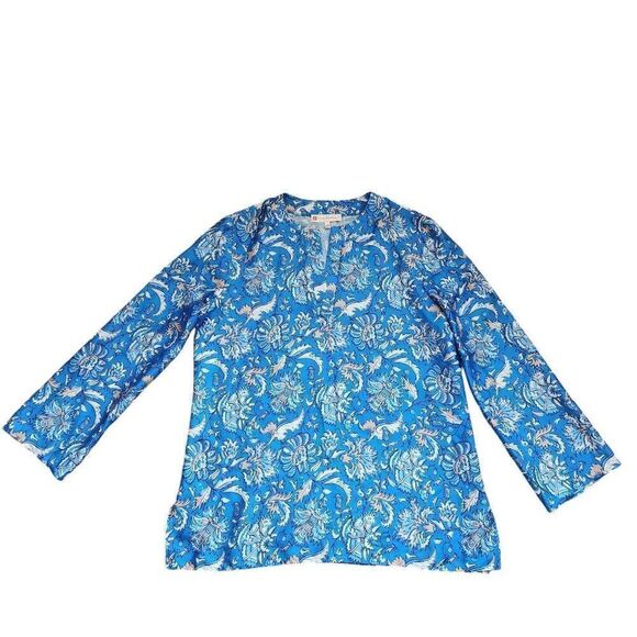 Jude Connally Blouse Womens Large Chris Tunic Blouse Floral Lightweight - Picture 2 of 6